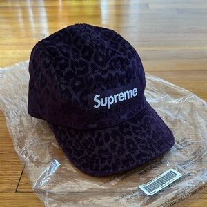 BRAND NEW Supreme Purple Leopard Corduroy Camp Cap